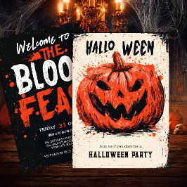 Invitation Parti citrouille Grin Halloween