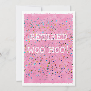 Invitation Parti Confetti Woo Hoo Rose Aquarelle Retraitée