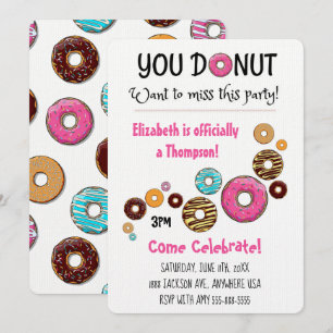 Invitation Parti d'adoption Parti de Donut rose moderne
