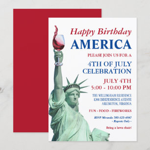 Invitation Parti de 4 juillet patriotique fantasque