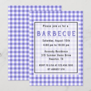 Invitation Parti de barbecue rustique violet En vichy Farmhou