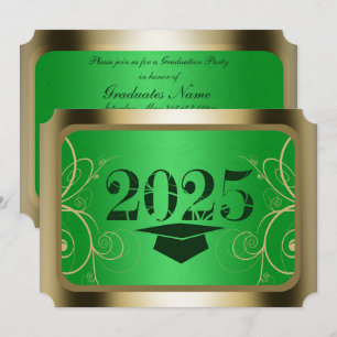 Invitation Parti de Graduation Cadre Vert et Or