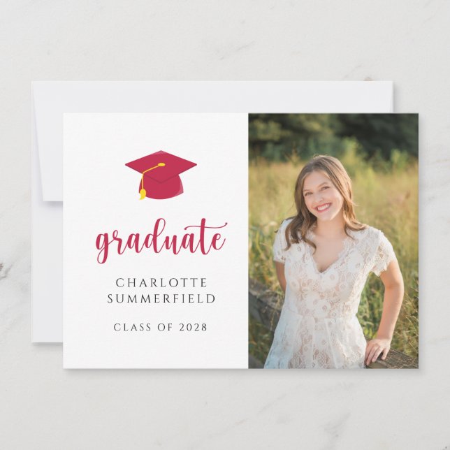 Invitation Parti de graduation Casquette rouge Tassel Photo (Devant)