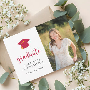 Invitation Parti de graduation Casquette rouge Tassel Photo