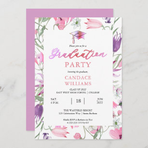 Invitation Parti de graduation de Floral Frame Boho Wildflowe