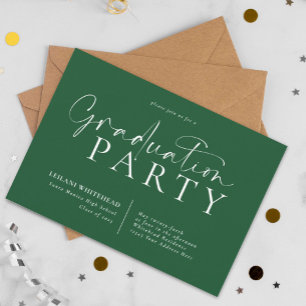 Invitation Parti de graduation de la typographie moderne Vert