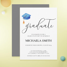 Invitation Parti de Graduation du lycée Casquette bleu modern