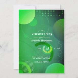 Invitation Parti de graduation géométrique verte et noire