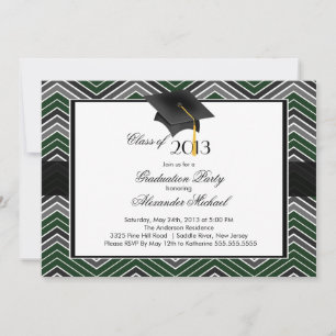 Invitation Parti de graduation moderne Chevron GraduateTassel