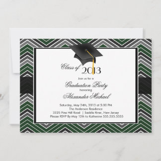 Invitation Parti de graduation moderne Chevron GraduateTassel