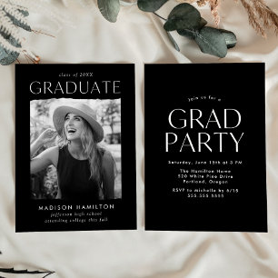 Invitation Parti de graduation photo noir de bord moderne