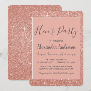 Invitation Parti de Hen, Parties scintillant Rose d'or