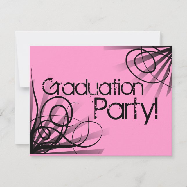Invitation Parti de la graduation rose et noire (Devant)