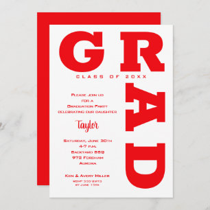 Invitation Parti de la graduation rouge et blanche