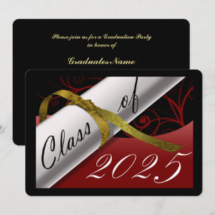 Invitation Parti de la graduation rouge et or