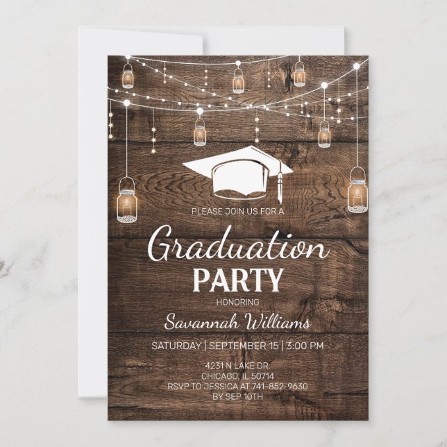 Invitation Parti de la graduation rustique (Devant)