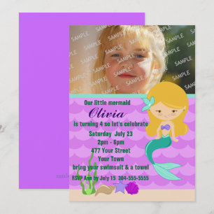 Invitation Parti de la piscine de la sirène verte