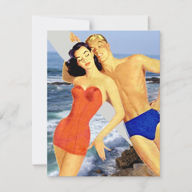 Invitation Parti de la plage de Retro (Devant)