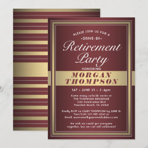 Invitation Parti de la retraite Drive-By Burgundy Rouge Or Bl