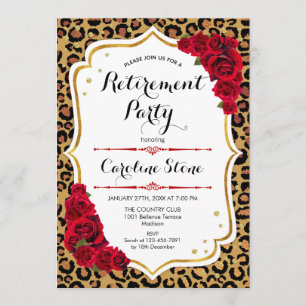 Invitation Parti de la retraite - Empreinte de léopard de l'o