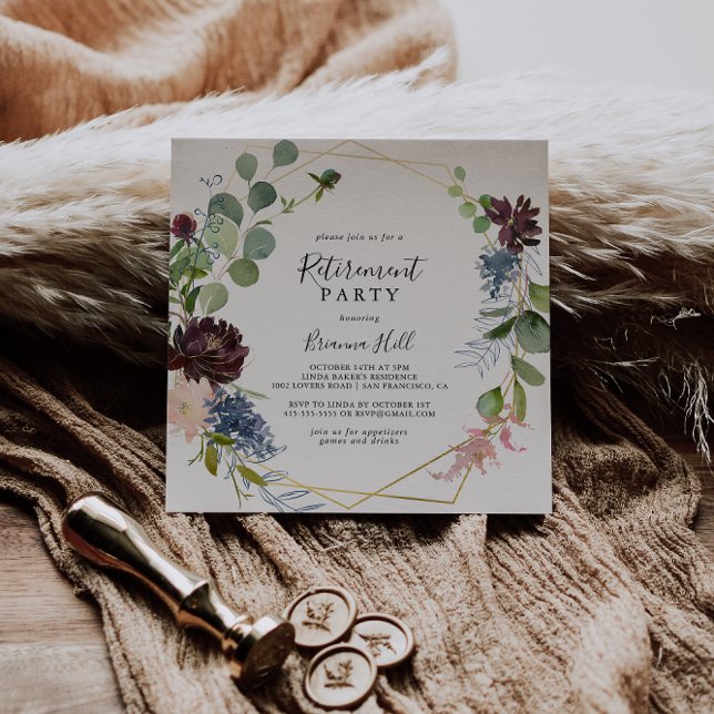 Invitation Parti de la retraite géométrique de l'or de Bourgo (Créateur téléchargé)