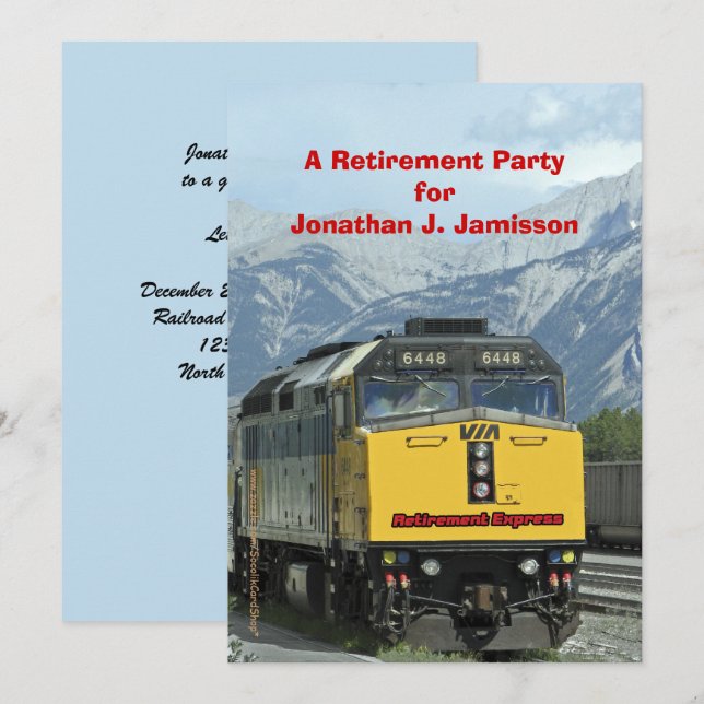 Invitation Parti de la retraite, Moteur de train ferroviaire  (Devant / Derrière)