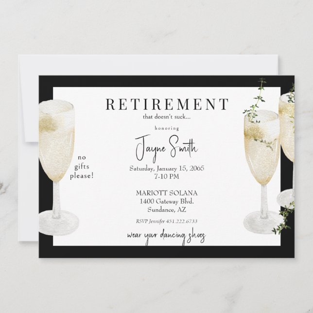 Invitation Parti de la retraite "qui n'aspire pas" Noir II (Devant)