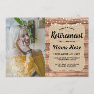 Invitation Parti de la retraite Russe Retraité Bois Burlap Ph