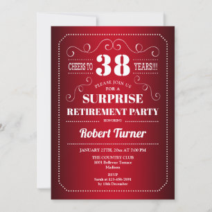 Invitation Parti de la retraite surprise - Blanc rouge