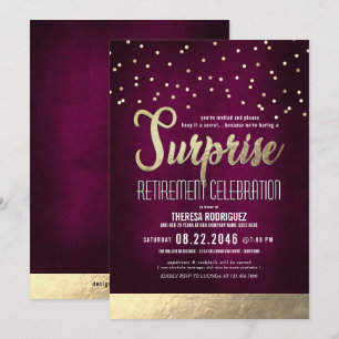 Invitation Parti de la retraite surprise tendance rose/or