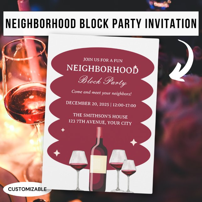 Invitation Parti de l'édifice du quartier de Red Wine (Créateur téléchargé)