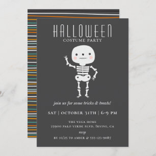 Invitation Parti de l'Halloween de Cube Skeleton
