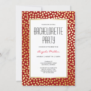 Invitation Parti de l'or rouge des Pois Confetti
