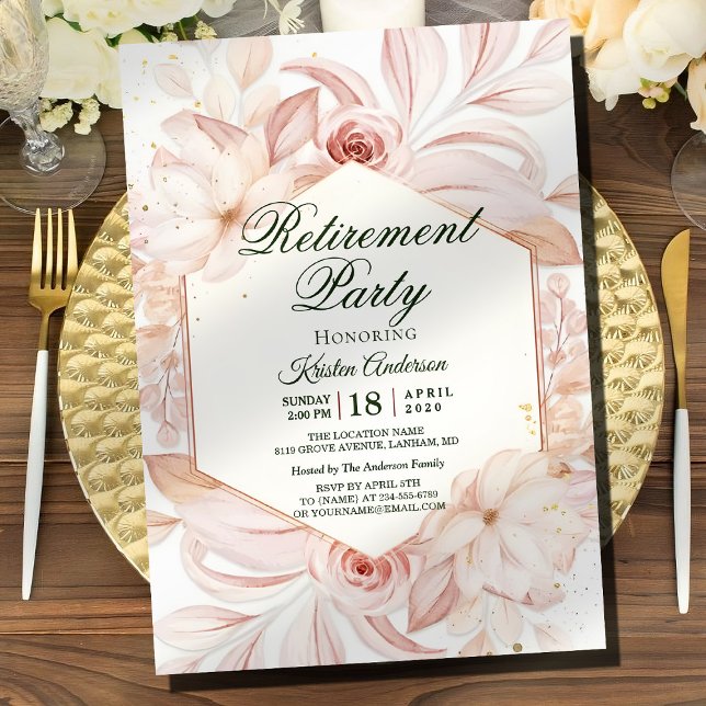 Invitation Parti de retraite à cadre floral flush (Créateur téléchargé)