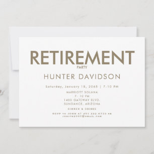 Invitation Parti de retraite blanc et or