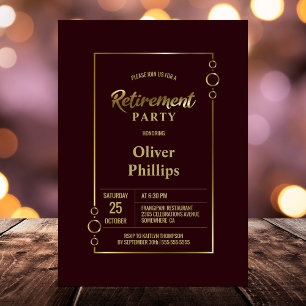 Invitation Parti de retraite Bourgogne avec Gold Frame Party