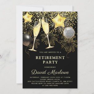 Invitation Parti de retraite Champagne Noir de Confetti