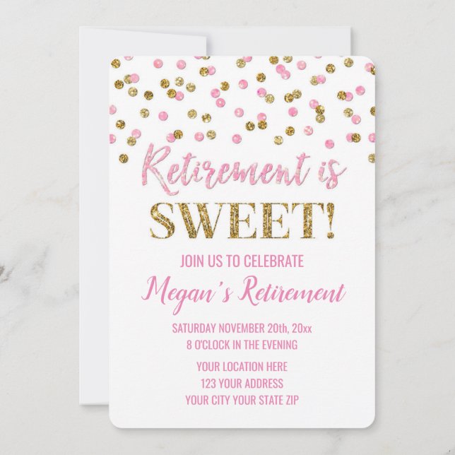 Invitation Parti de retraite Confetti de la Parties scintilla (Dos)