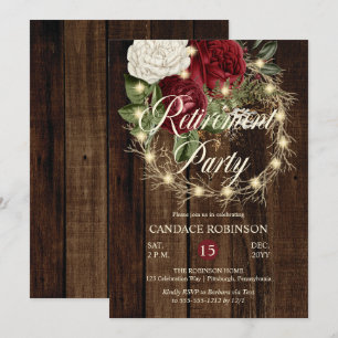 Invitation Parti de retraite de la couronne de bois rustique
