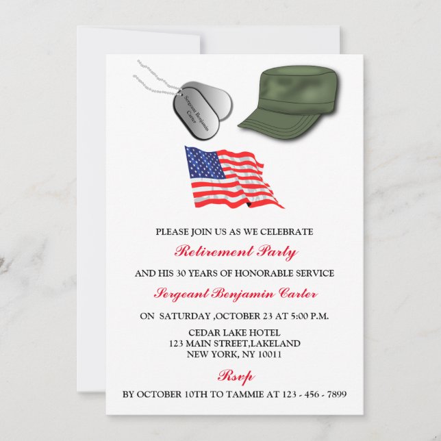 Invitation Parti de retraite de la force aérienne de l'Armée  (Devant)