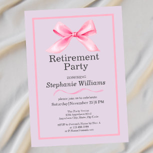 Invitation Parti de retraite des femmes Moderne Elegant Bow r