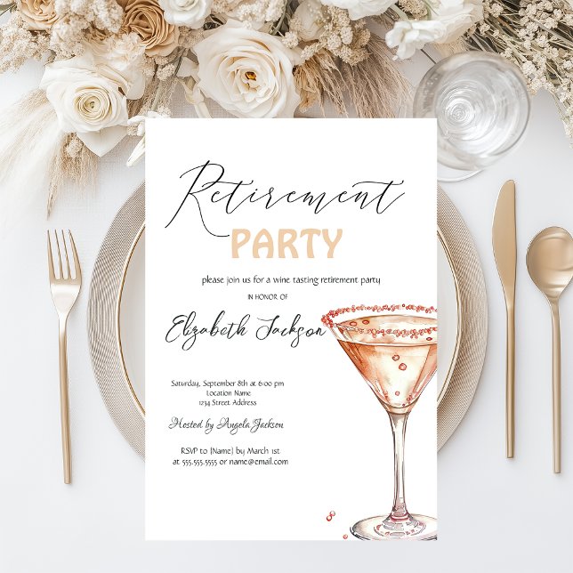Invitation Parti de retraite Martini Glass (Créateur téléchargé)