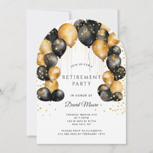 Invitation Parti de retraite moderne Noir Or Blanc