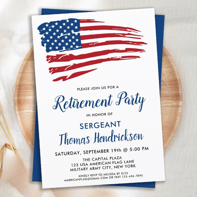 Invitation Parti de retraite patriotique USA American Flag (Créateur téléchargé)