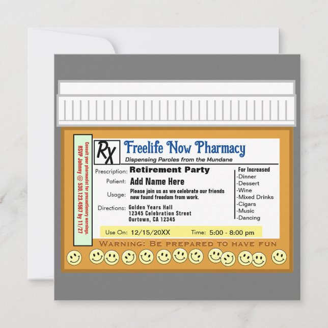 Invitation Parti de retraite RX pour le plaisir (Devant)