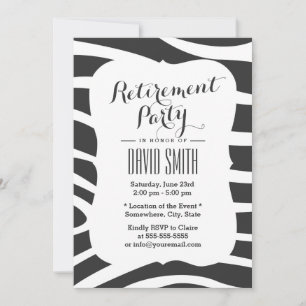 Invitation Parti de retraite simple Zebra Stripes