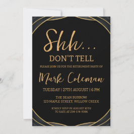 Invitation parti de retraite surprise noir et or