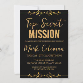 Invitation parti de retraite surprise noir et or