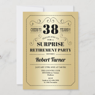 Invitation Parti de retraite surprise - Noir Or