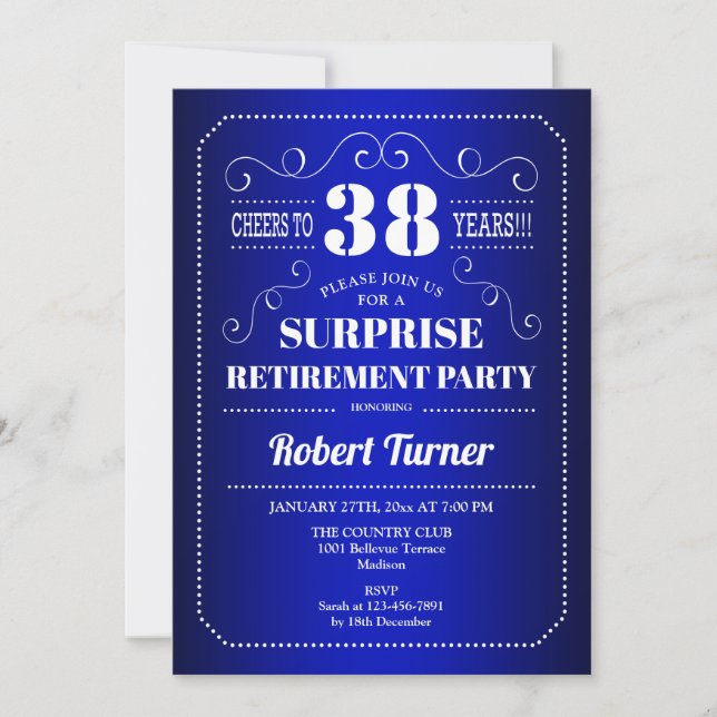 Invitation Parti de retraite surprise - Royal Blue (Devant)